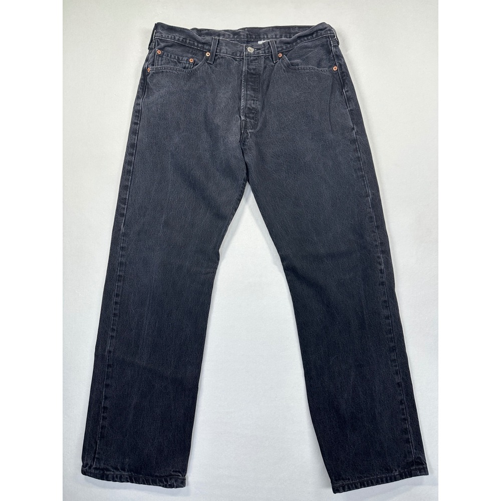 Vintage Y2K Levis 501 Jeans 38x32 Black Straight Leg Button Fly Denim Streetwear